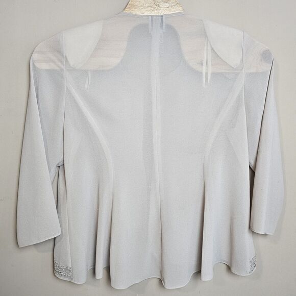 R&M RICHARDS Women’s 20WP Petite Suit Jacket Beige Sheer Beaded Grandma Work - Picture 8 of 11